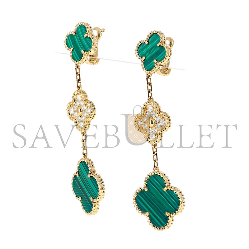 v*n cl**f arpels magic alhambra D1am0nd malachite earrings